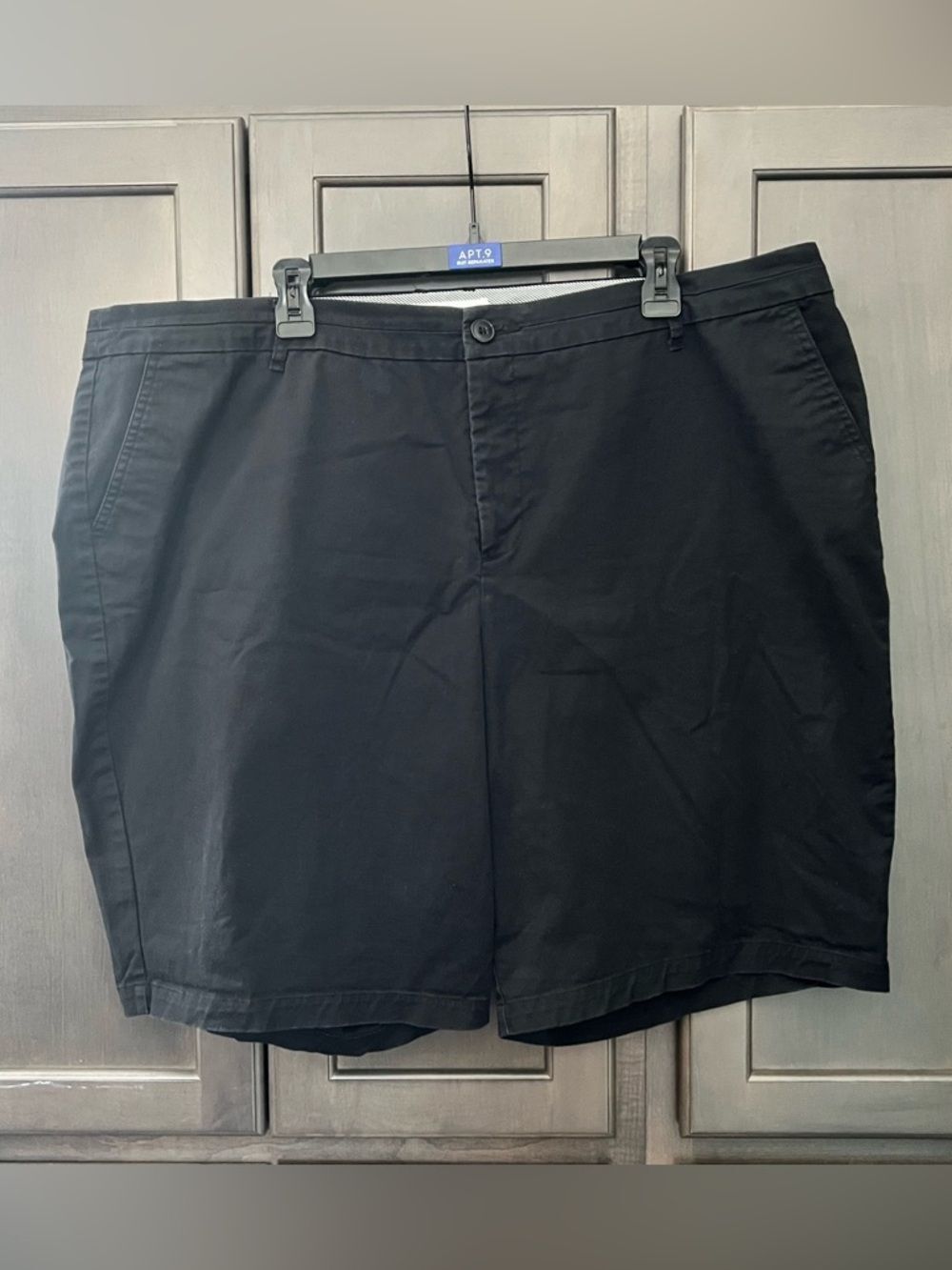 Croft & Barrow Women’s Chino Button Flat Front Shorts HiRise Stretch Black 20W